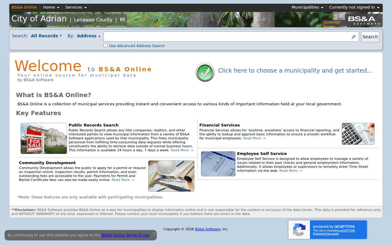 Adrian residents directory BS&A property and assessment search