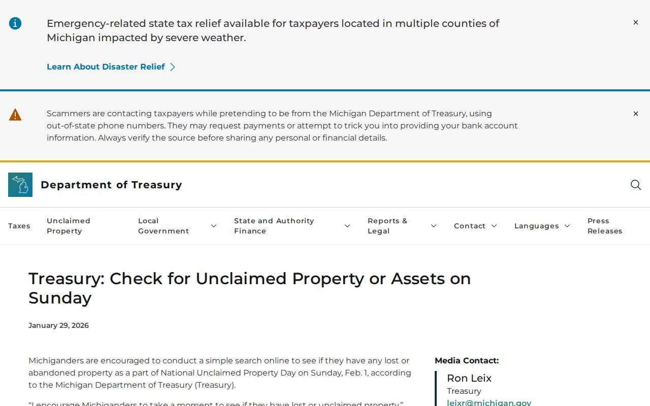 Adrian residents directory Michigan unclaimed property search notice