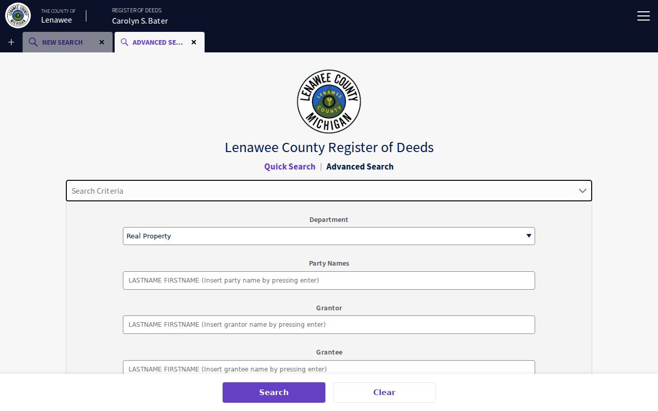 Adrian previous residents Lenawee Register of Deeds advanced search