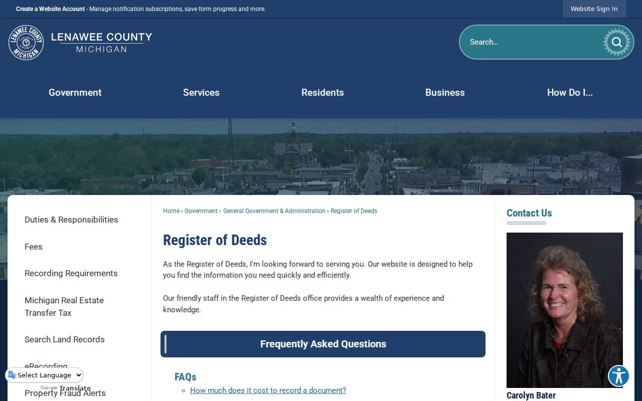 Adrian street directory Register of Deeds owner alert and deed-copy guidance